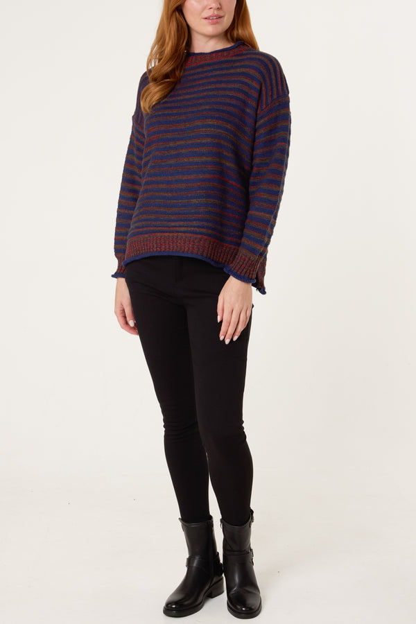 Qed London Rainbow Striped Knit Jumper