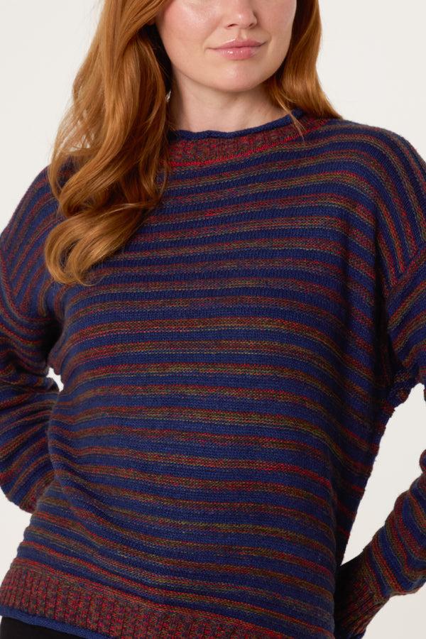 Qed London Rainbow Striped Knit Jumper