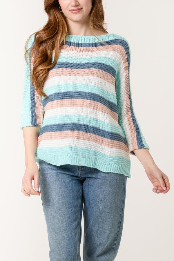 qed london Rainbow Striped Knit Jumper
