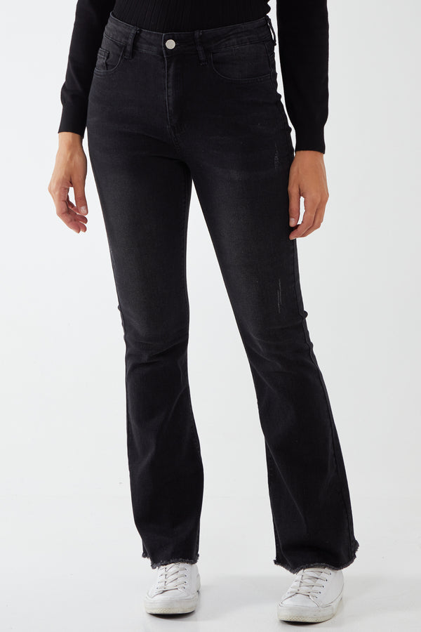 qed london Raw Edge Flared Jeans