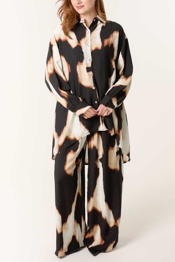 Qed London Relaxed Abstract Burnt Print Co-Ord Set