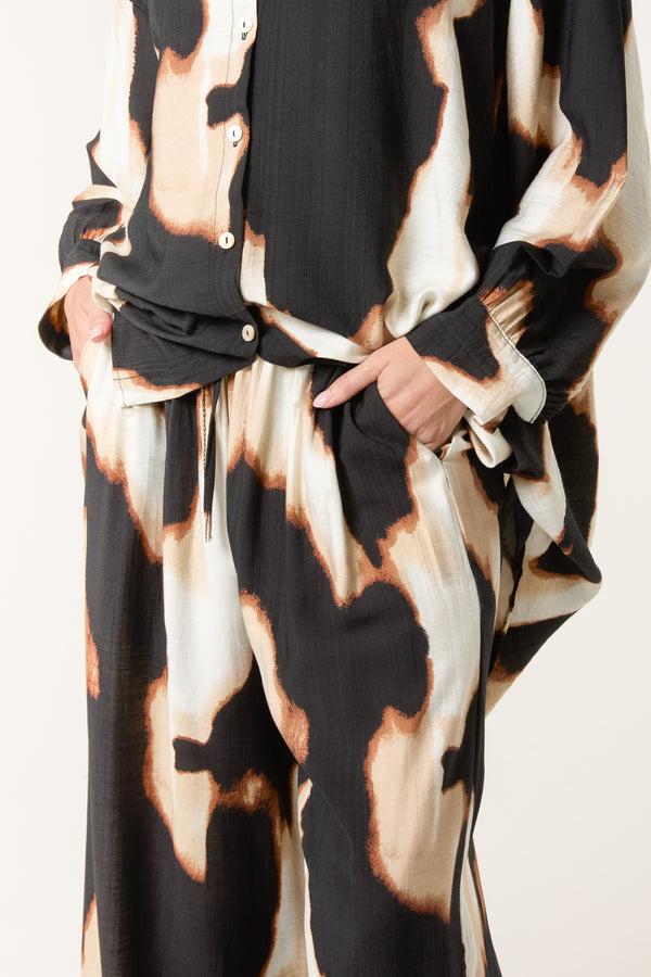 Qed London Relaxed Abstract Burnt Print Co-Ord Set