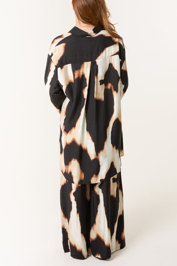 Qed London Relaxed Abstract Burnt Print Co-Ord Set
