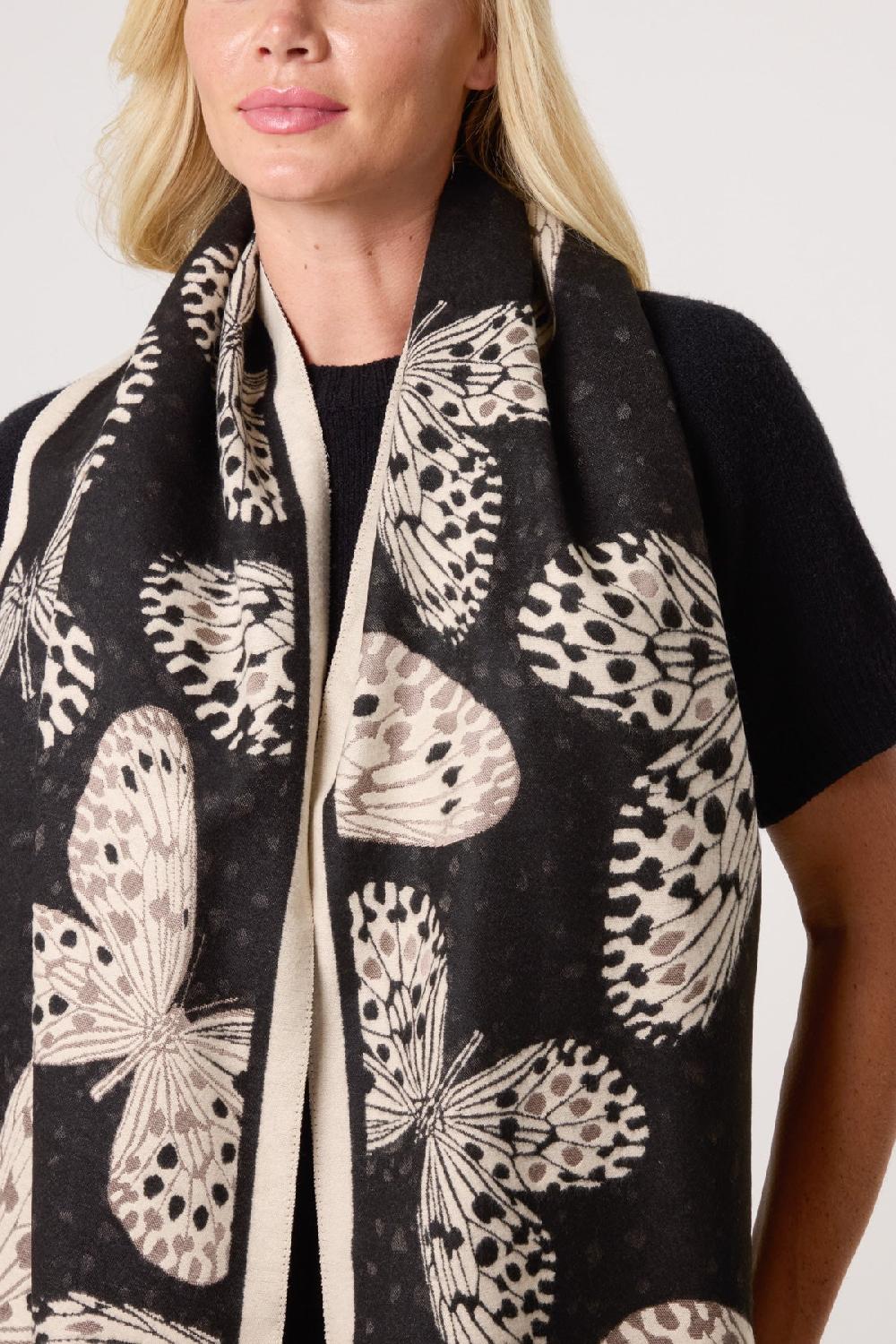Qed London Reversible Butterfly Print Scarf