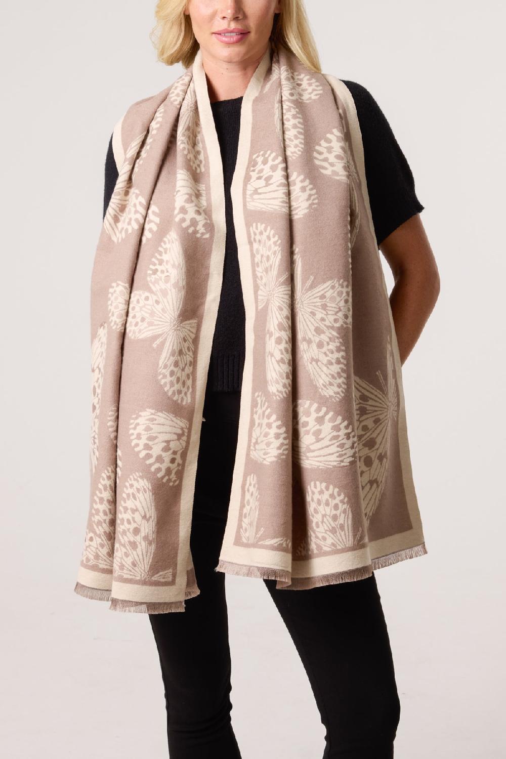 Qed London Reversible Butterfly Print Scarf