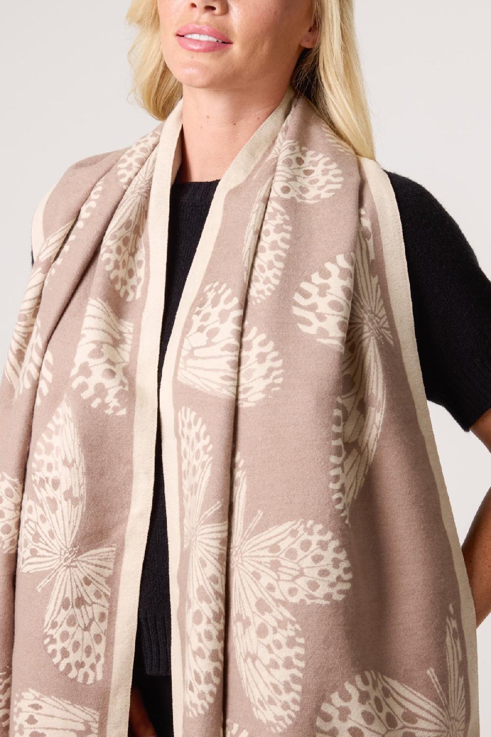 Qed London Reversible Butterfly Print Scarf