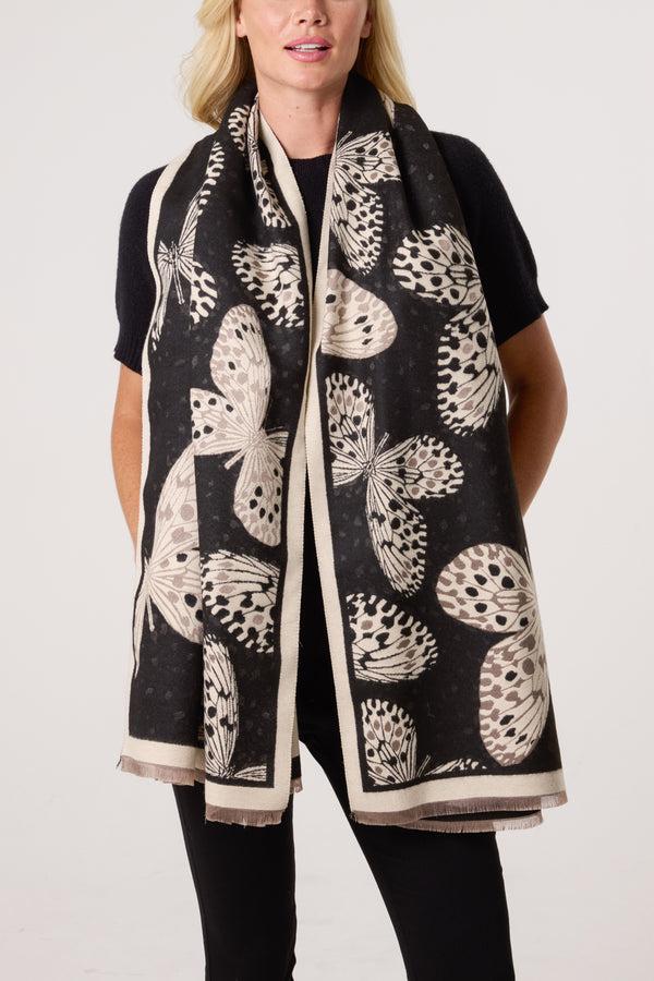 qed london Reversible Butterfly Print Scarf