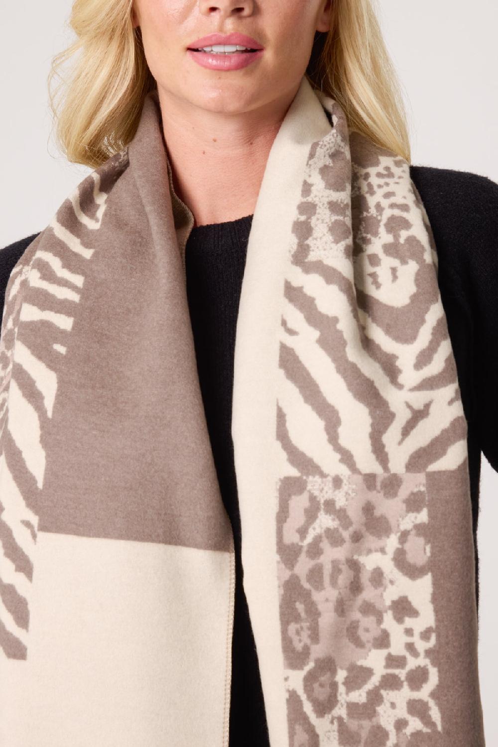 Qed London Reversible Mixed Animal Print Scarf