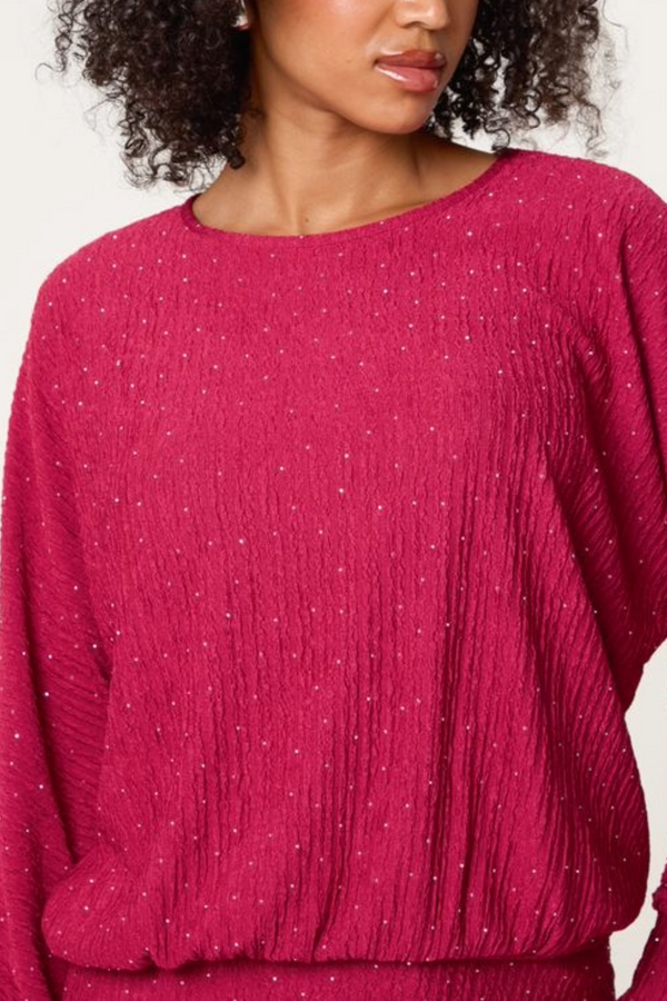 Qed London Rhinestone Batwing Top