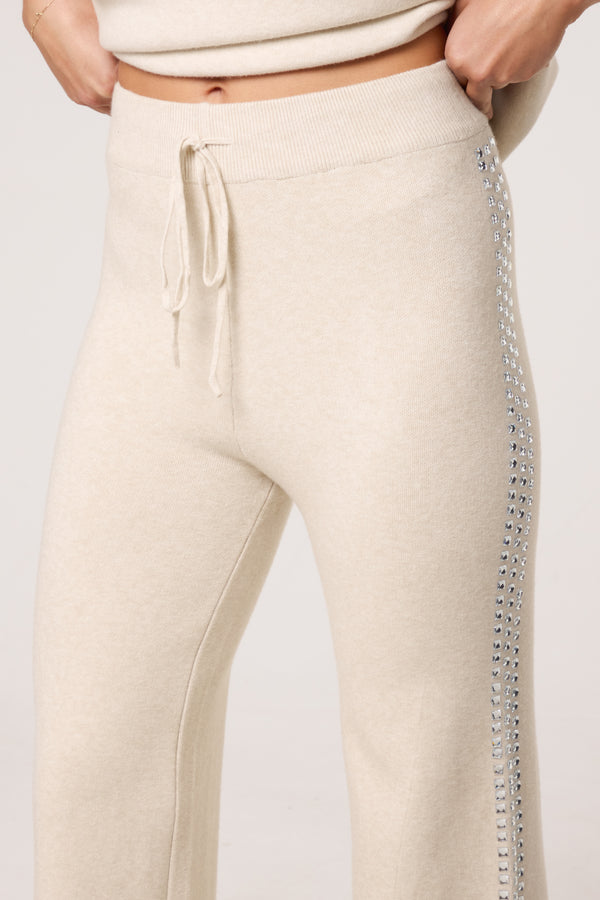 Qed London Rhinestone Side Knitted Trousers