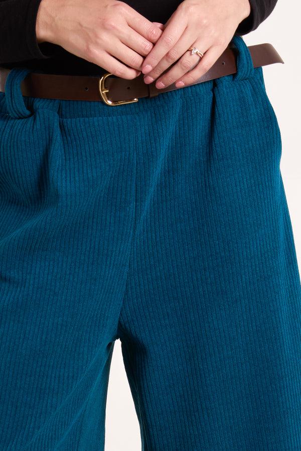 Qed London Rib Knit Straight Leg Belted Trouser
