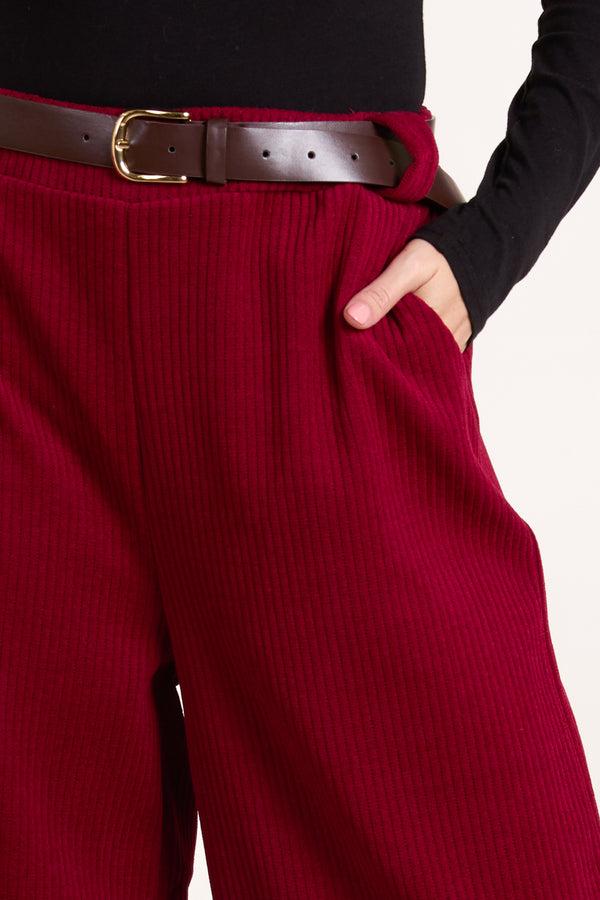 Qed London Rib Knit Straight Leg Belted Trouser