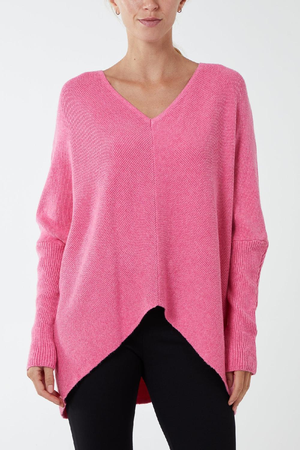 Qed London Ribbed Chevron Batwing Jumper