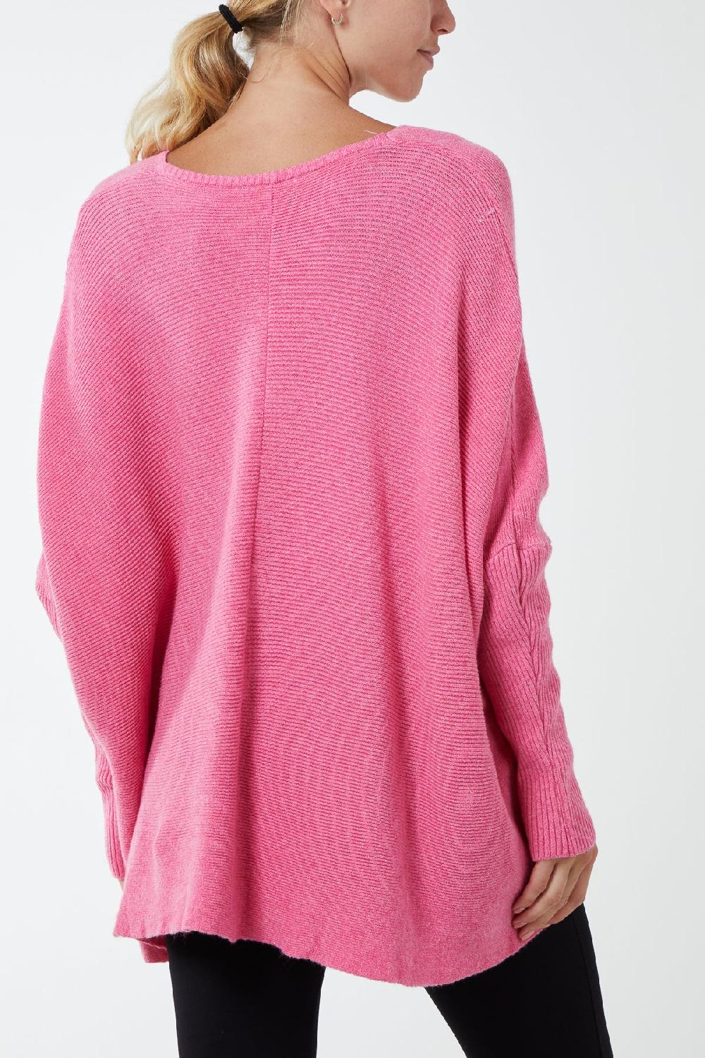 Qed London Ribbed Chevron Batwing Jumper
