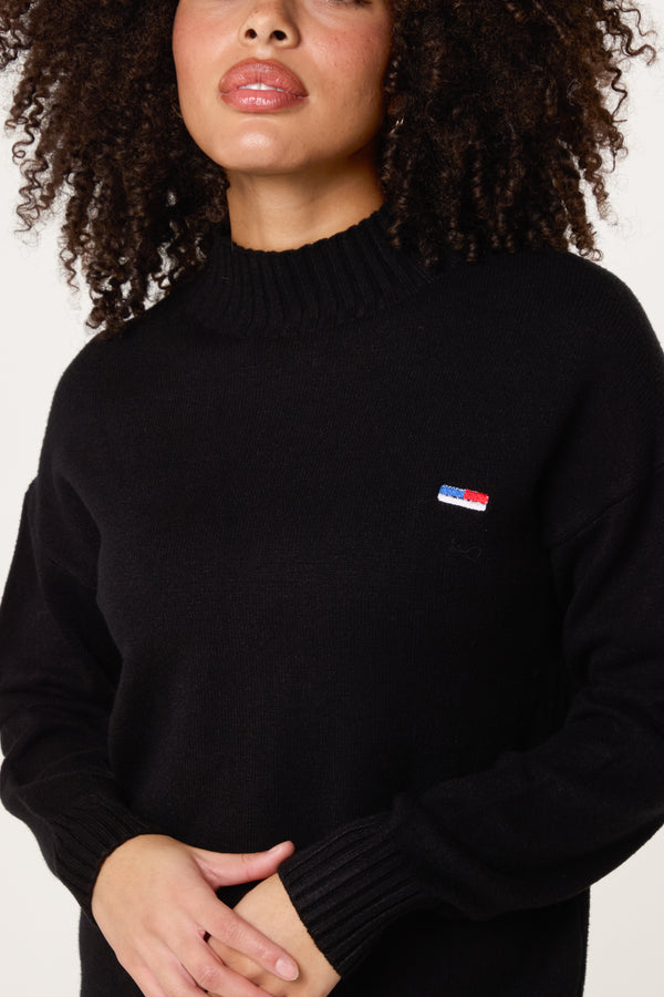 Qed London Ribbed Edge High Neck Jumper