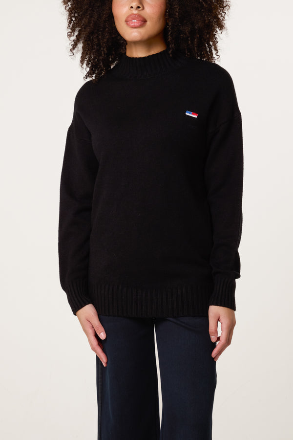 qed london Ribbed Edge High Neck Jumper
