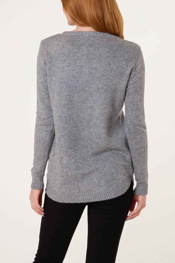 Qed London Ribbed Edge Knit Jumper