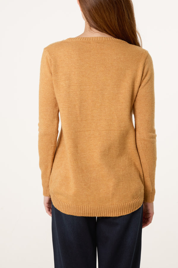 Qed London Ribbed Edge Knit Jumper