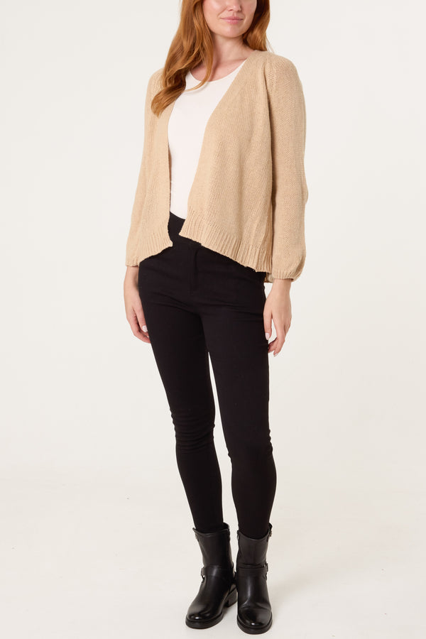 Qed London Ribbed Edge Open Knit Cardigan