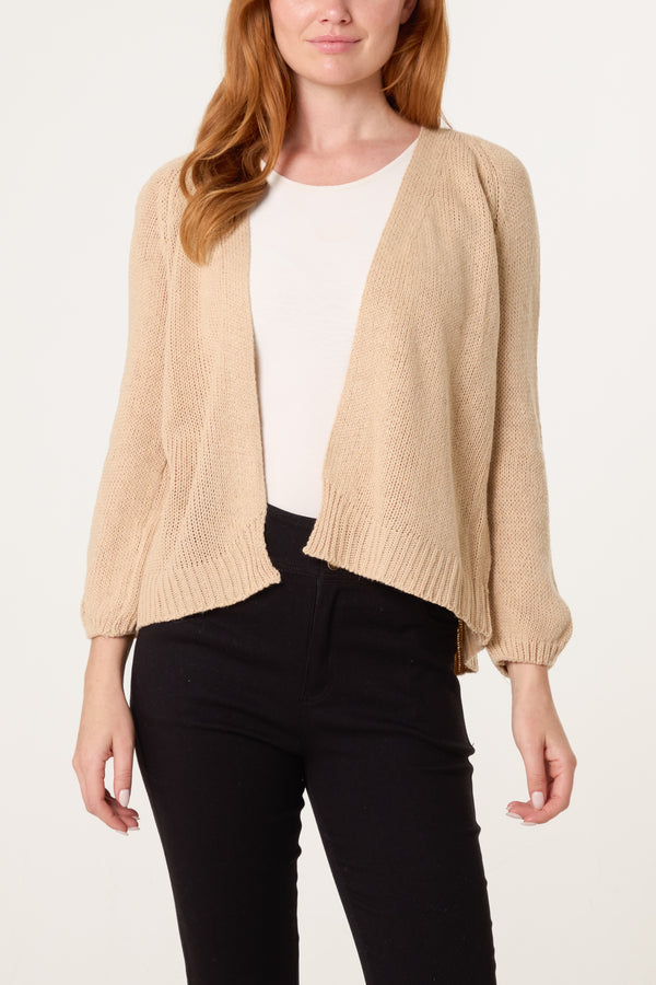 qed london Ribbed Edge Open Knit Cardigan