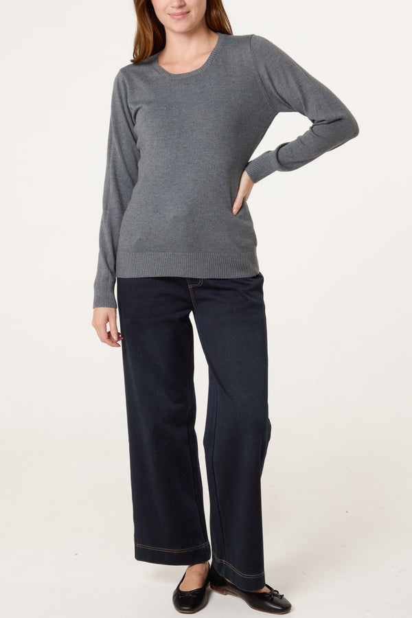 Qed London Ribbed Edge Round Neck Jumper