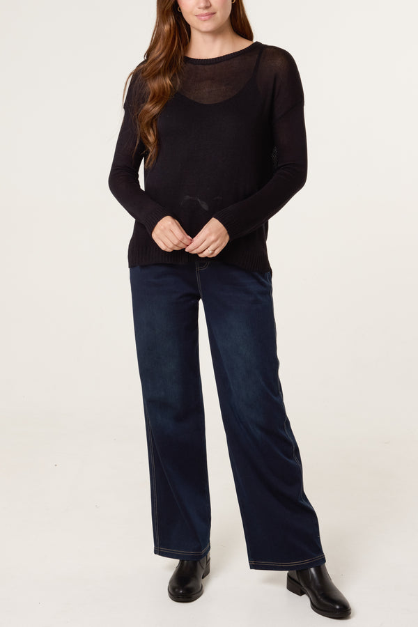 Qed London Ribbed Edge Round-Neck Jumper