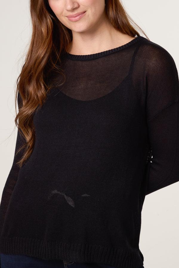 Qed London Ribbed Edge Round-Neck Jumper