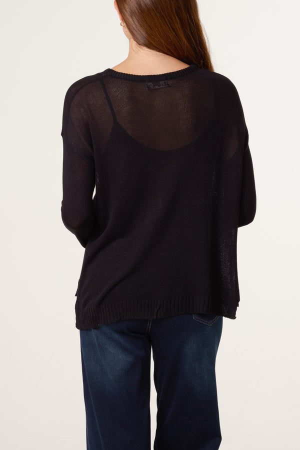 Qed London Ribbed Edge Round-Neck Jumper