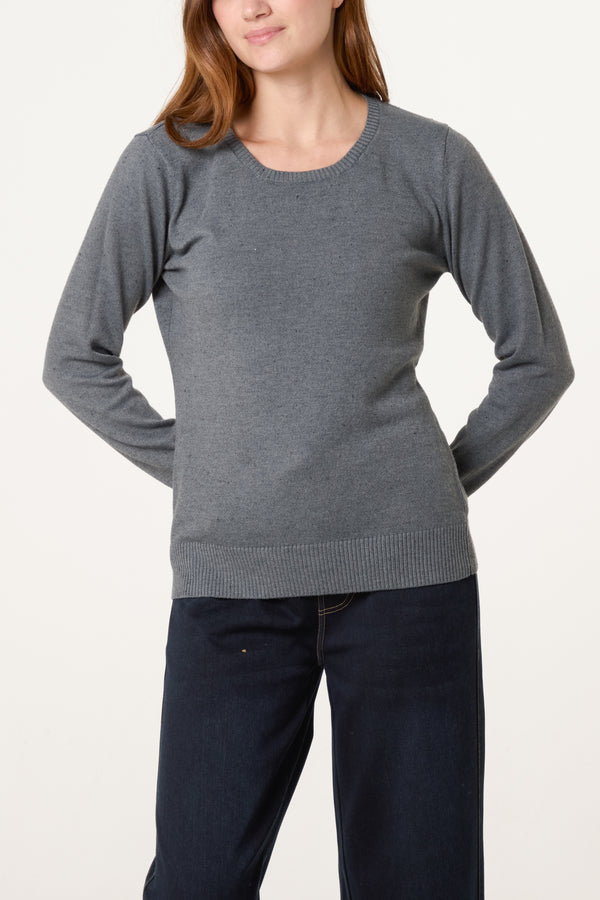 qed london Ribbed Edge Round Neck Jumper