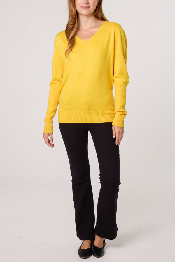 Qed London Ribbed Edge V-Neck Jumper