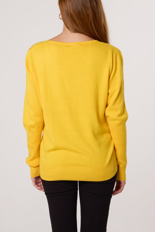 Qed London Ribbed Edge V-Neck Jumper