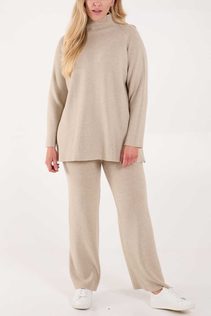 qed london Ribbed High Neck Co-Ord Set