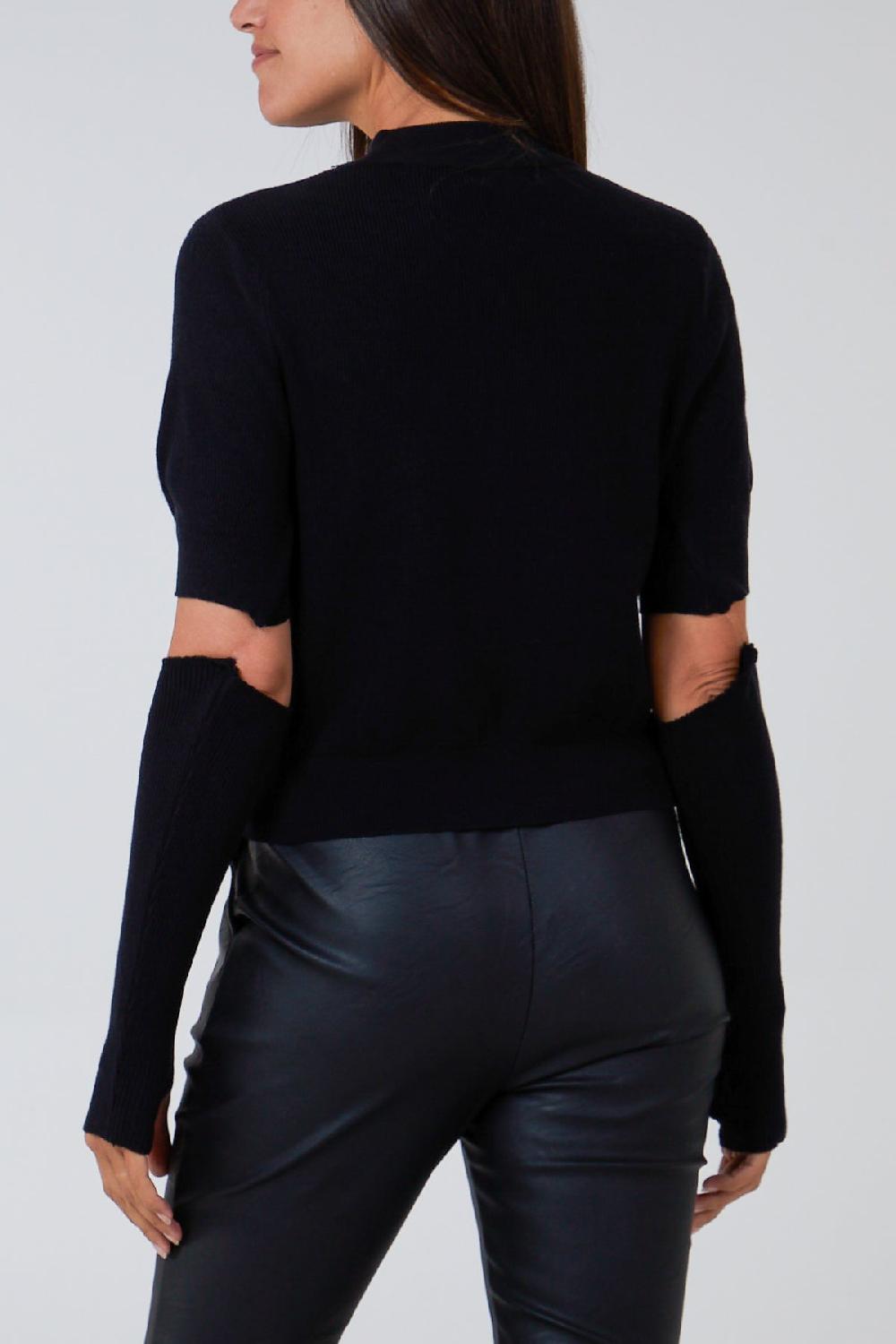 Qed London Ribbed High Neck Top With Gloves