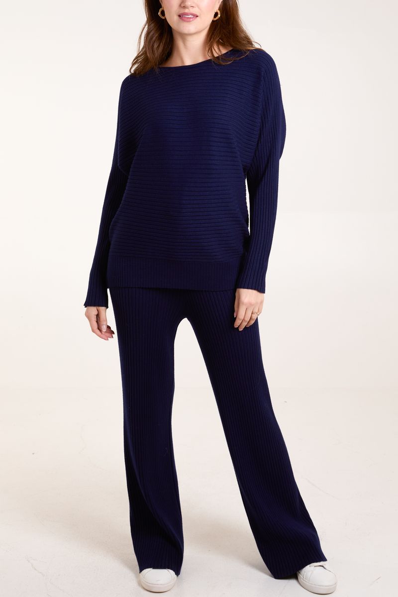 qed london Ribbed Knit Jumper & Trouser Co-Ord