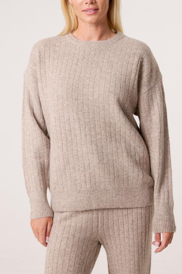 Qed London Ribbed Knit Jumper & Trousers Set