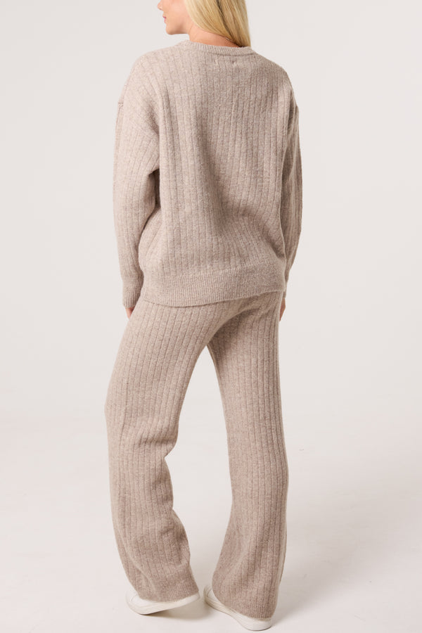 Qed London Ribbed Knit Jumper & Trousers Set