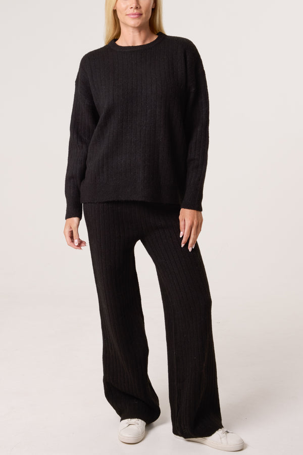 Qed London Ribbed Knit Jumper & Trousers Set