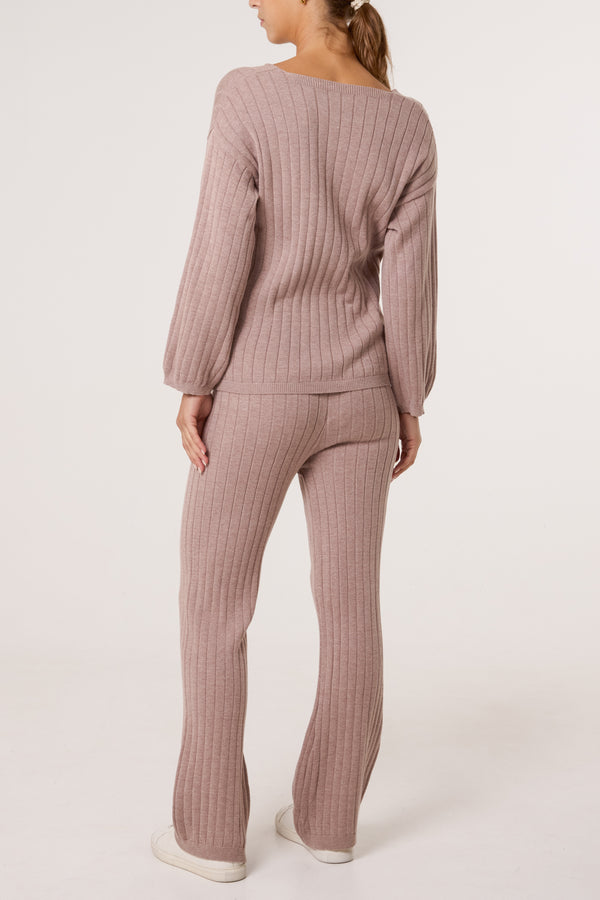 Qed London Ribbed Knit Jumper & Trousers Set