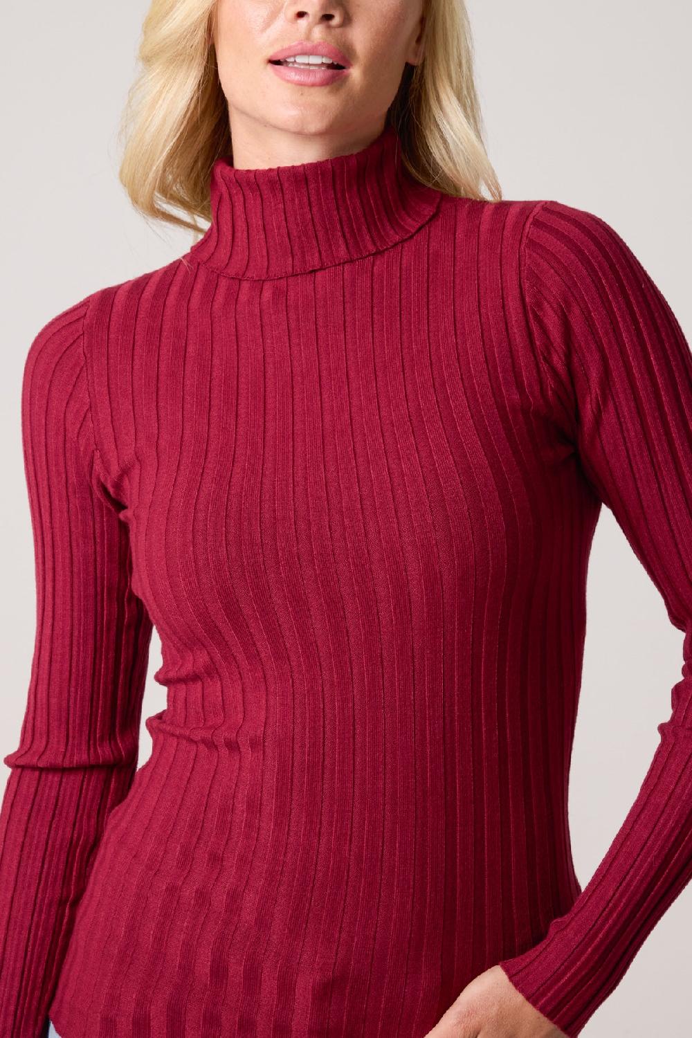 Qed London Ribbed Roll Neck Jumper