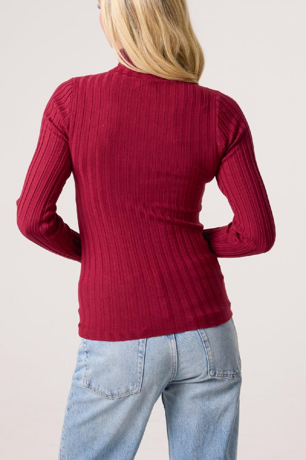 Qed London Ribbed Roll Neck Jumper