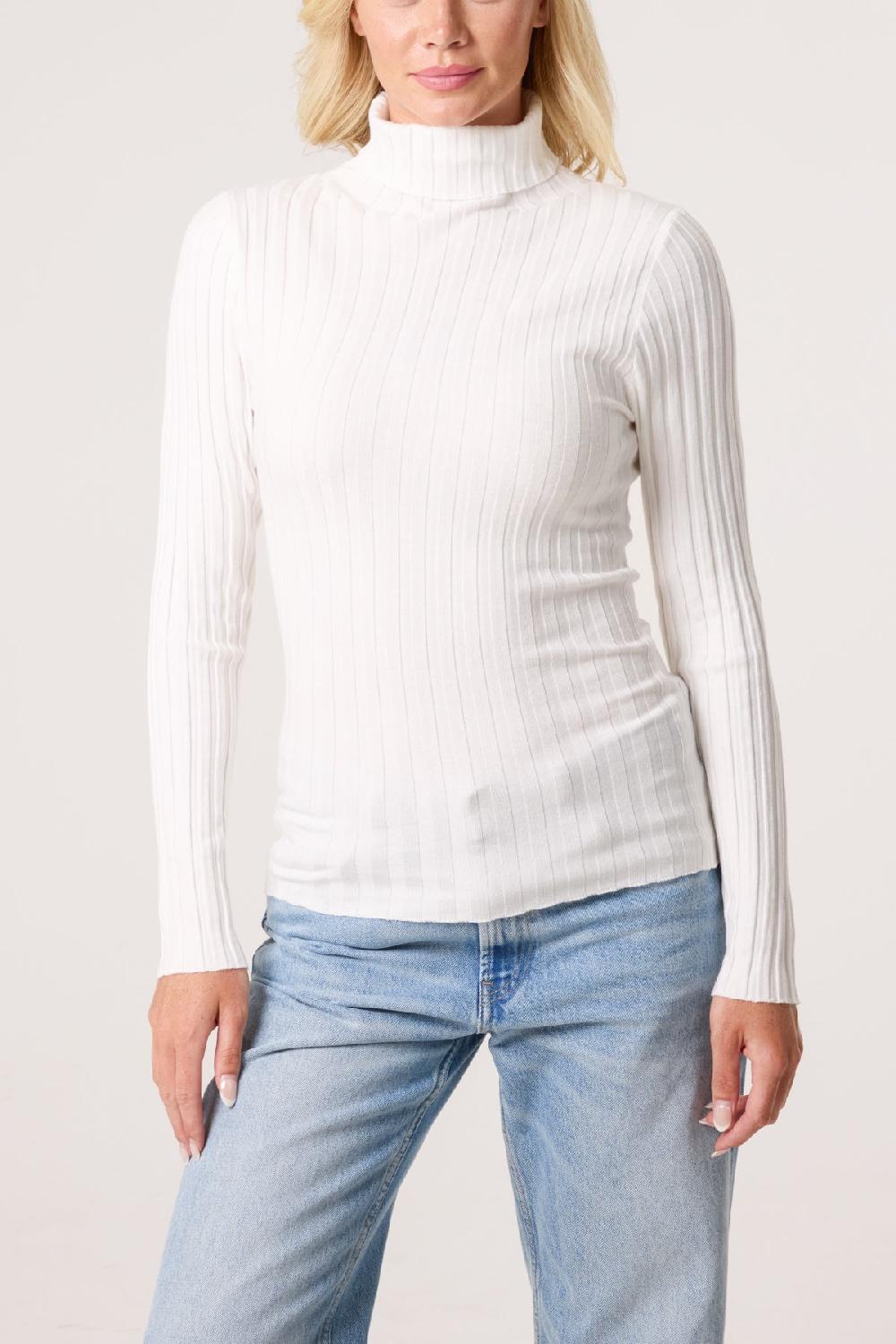 Qed London Ribbed Roll Neck Jumper