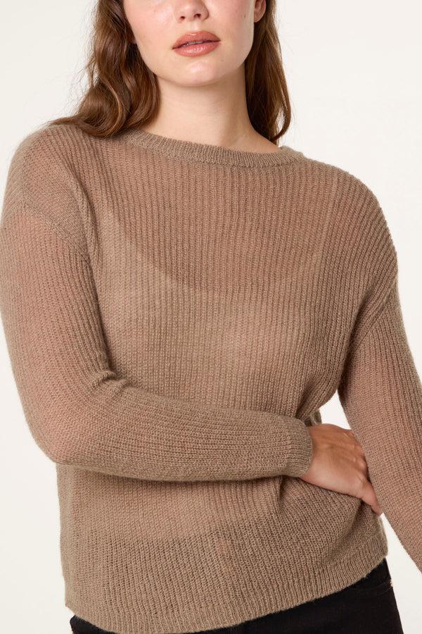 Qed London Ribbed Round Neck Jumper