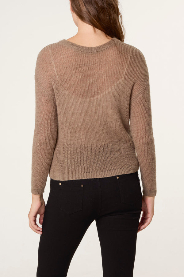 Qed London Ribbed Round Neck Jumper