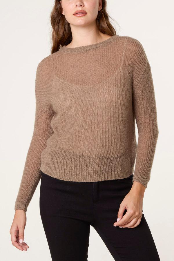 qed london Ribbed Round Neck Jumper