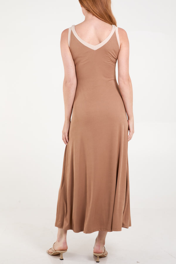 Qed London Ribbed Split Front Panel Dress