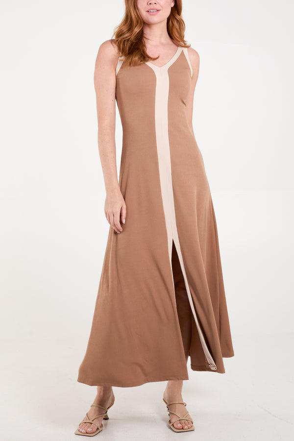 qed london Ribbed Split Front Panel Dress