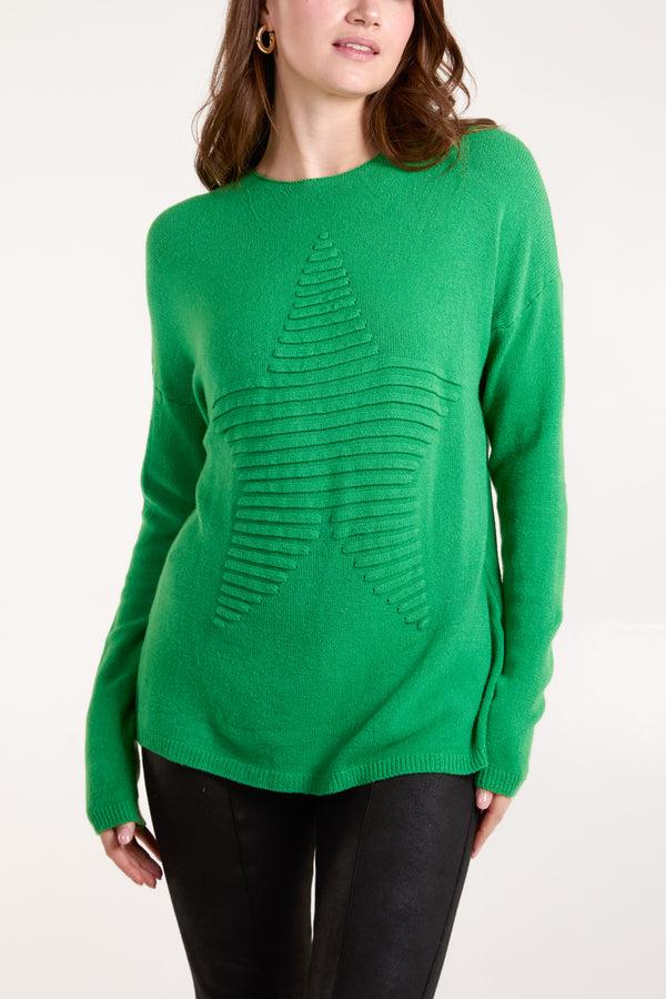 Qed London Ribbed Star Jumper