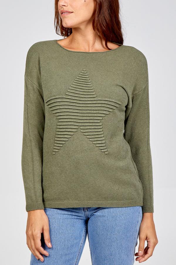qed london Ribbed Star Jumper