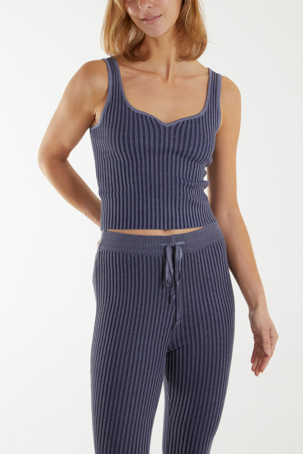 qed london Ribbed Sweetheart Neckline Crop Top