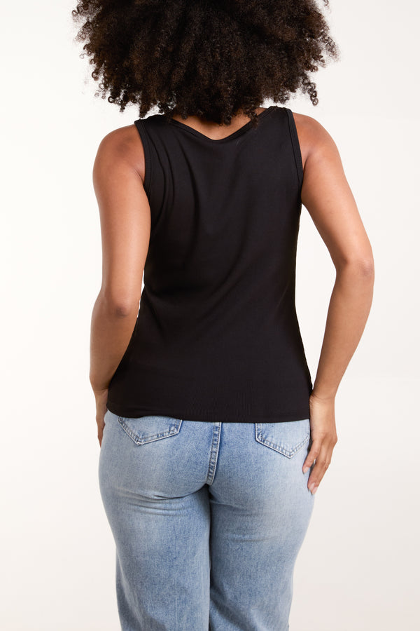 Qed London Ribbed Vest Top